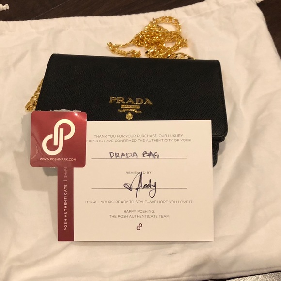 100% authentic black Prada bag with gold chain - Picture 8 of 8